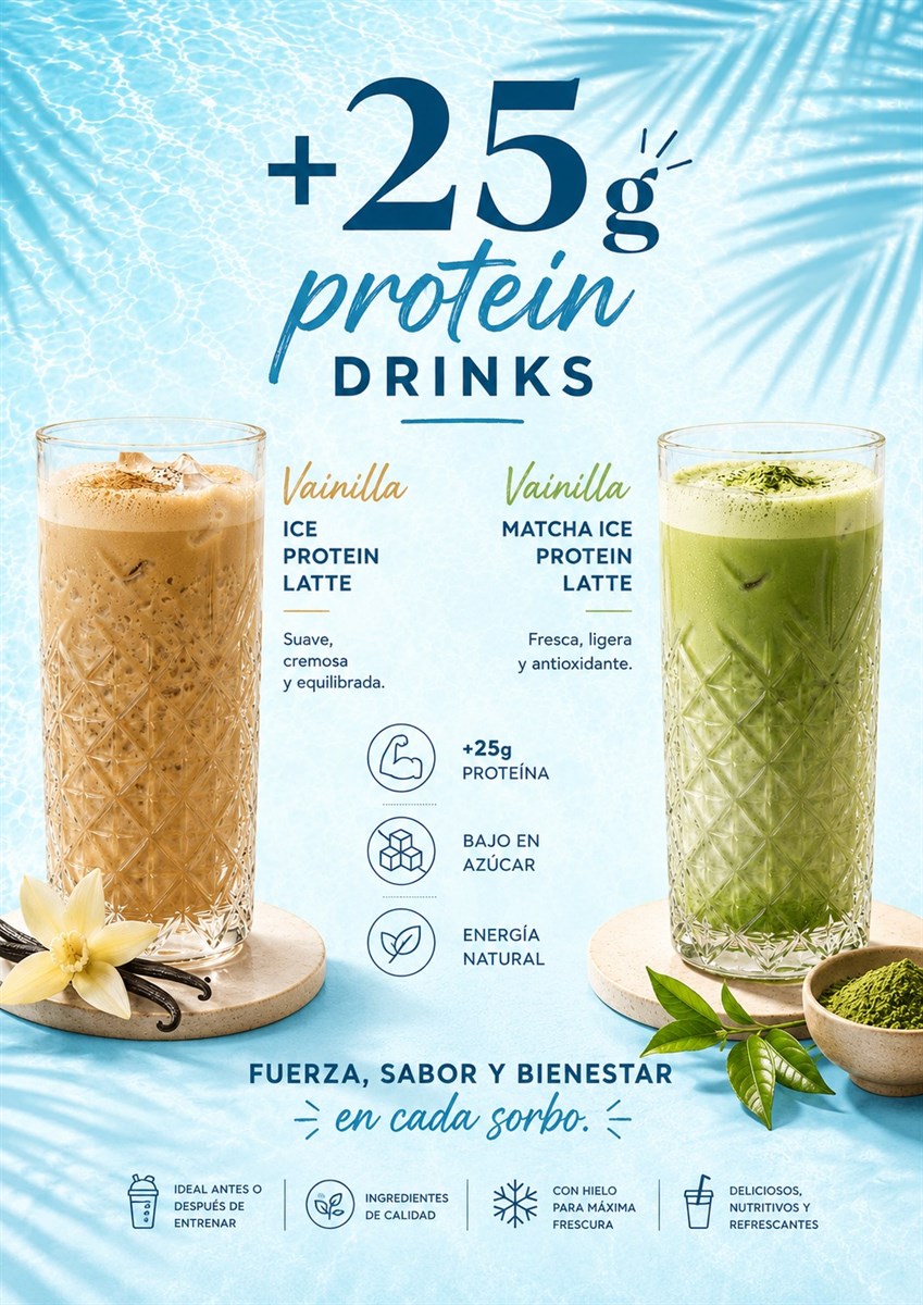 +25g Protein Drinks — Vainilla Ice Protein Latte y Vainilla Matcha Ice Protein Latte
